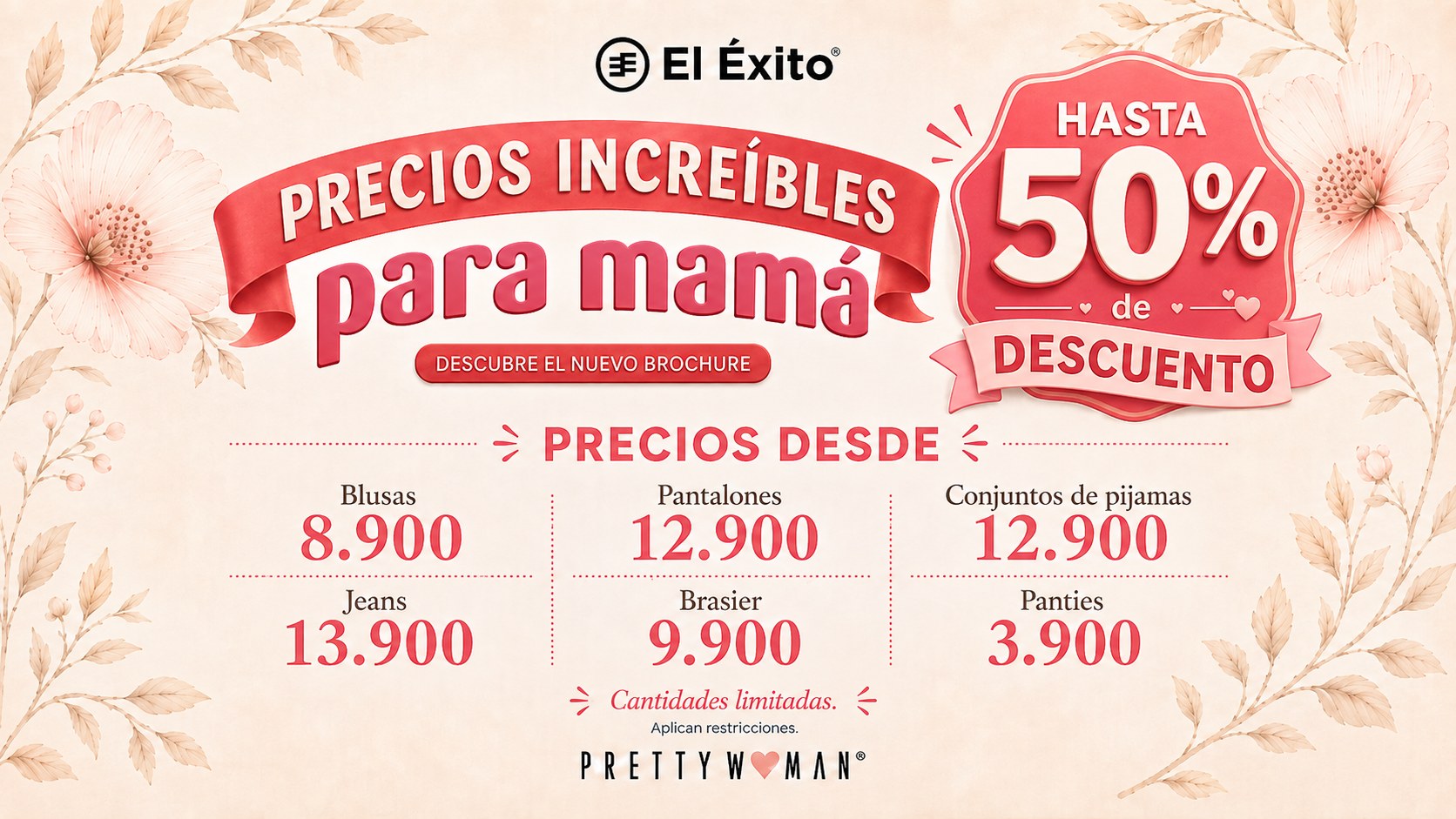 Precios increíbles para mamá — hasta 50% de descuento